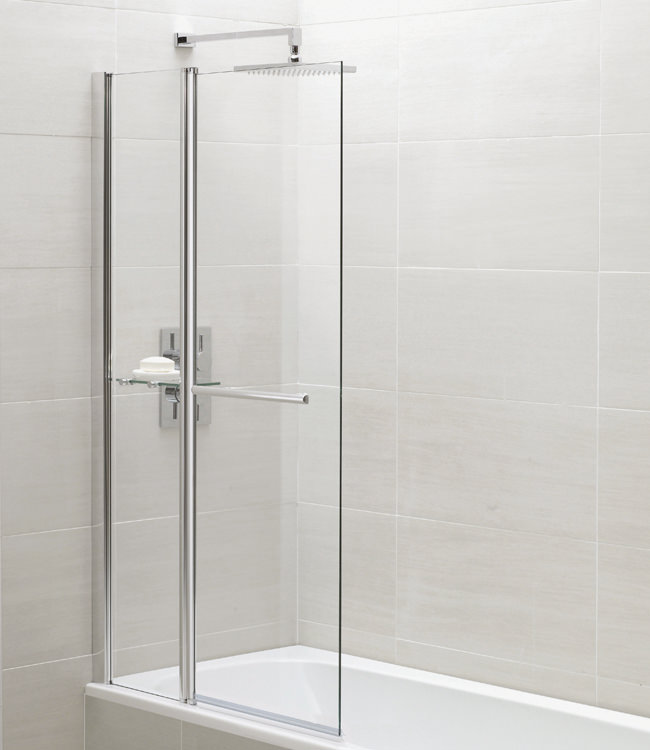 April Identiti2 Square Fixed Panel Bath Screen And Towel Rail