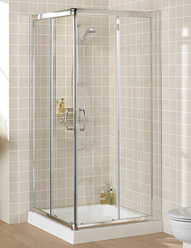 Lakes Classic Silver Corner Entry 750mm Shower Semi Frame-less Cubicle 