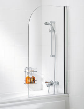 Lakes Classic Curved Single Panel Bath Screen Silver - Image