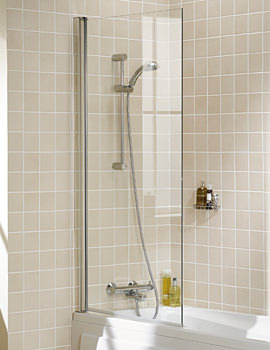 Lakes Classic Square Bath Screen 800 x 1500mm Silver - Image