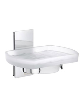 Pool Frosted Glass Soap Dish With Polished Chrome Holder
