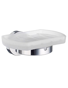 Home Frosted Glass Soap Dish With Polished Chrome Holder