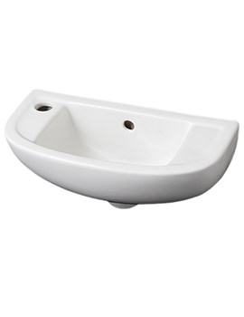 RAK Compact 1 Tap Hole White Slimline Basin 450mm Left Hand - COMSLWB1LH - Image