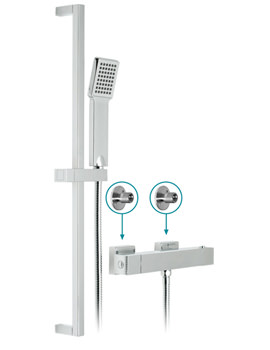 Te-V2 Exposed Chrome Thermostatic 1 Function Shower Kit With Brackets
