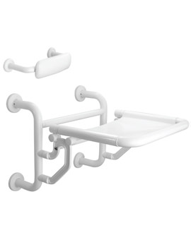 Twyford Avalon Folding Shower Seat With Back Support Doc.M Compliant White