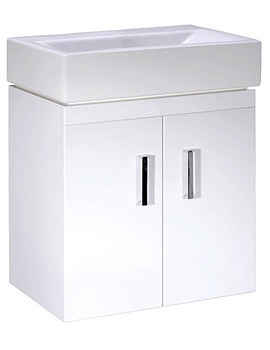 Lauren Checkers 450mm White Wall Mounted Cabinet And Basin