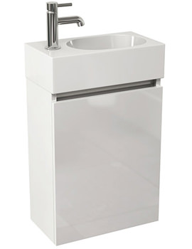 Echo 400mm Single Door Wall Mounted Unit And Basin White Gloss