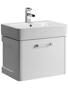 Tavistock Q60 Large White Wall Mounted Vanity Unit 575mm With Ceramic Basin - Image