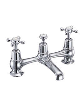 Claremont Chrome 2 TH Bridge Basin Mixer Tap With Plug And Chain Waste