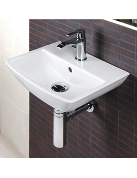 RAK Summit 1 Tap Hole White Wall Hung Hand Basin 400mm - SUM40BAS1 - Image