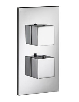 Pura Sq2 Chrome Single Outlet Dual Control Concealed Thermostatic Shower Valve - Image