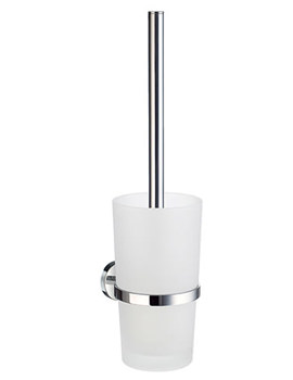 Smedbo Home Chrome Toilet Brush With Frosted Glass Container