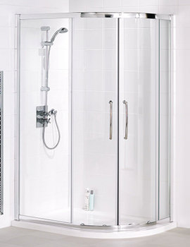 Lakes Classic Easy-Fit Double Door Silver Framed Offset Quadrant Shower Enclosure - 1850mm High