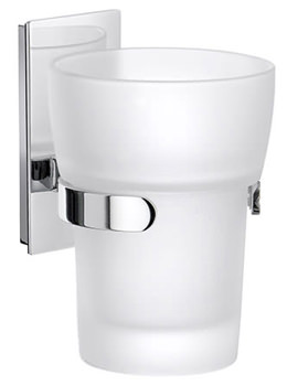 Pool Frosted Glass Tumbler With Polished Chrome Holder
