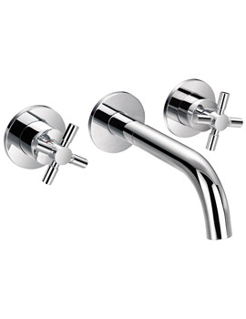 XL 3 Hole Wall Mounted Diamond Chrome Finish Basin Mixer Tap With Clicker Waste