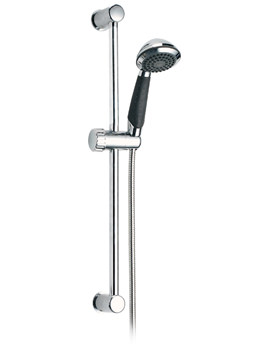 IMEX Modern Chrome Shower Riser Rail Kit With Single Or Three Function Handset And Hose - Image