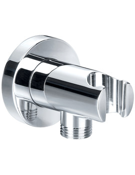 Pura Chrome Round Wall Shower Outlet Elbow With Bracket - KI120A - Image