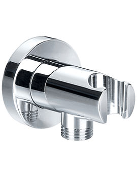 Levo Diamond Chrome Wall Shower Outlet Elbow With Handset Holder