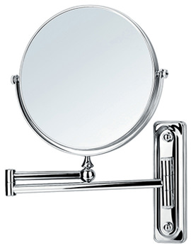 Floral Diamond Chrome Wall Mounted Adjustable Round Shaving Mirror
