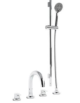 Abode Desire Thermostatic 4Th Chrome Bath Mixer Tap And Slide Rail Kit - Image