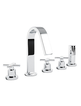 Abode Serenitie Deck Mounted 5Th Chrome Bath Shower Mixer Tap With Shower Handset - Image