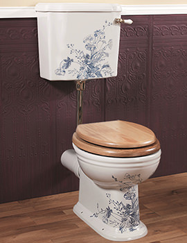 Silverdale Victorian Blue Garden Low Level WC And Cistern With Fittings