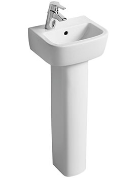 Ideal Standard Tempo Handrinse White 1 Tap Hole Basin With Pedestal - Image