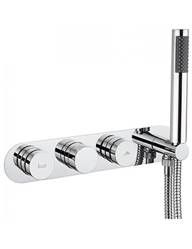 Crosswater Dial Central Trim Chrome Thermostatic Bath Valve With 2 Way Diverter And Handset