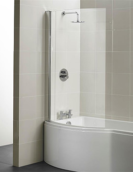 Concept 1022 x 1500mm Curved Shower Bath Screen With Silver Frame