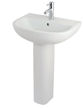 Essential Lily 450mm White Basin With Small Full Pedestal - Image