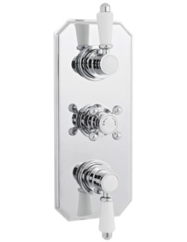 Nuie Victorian Chrome Thermostatic Triple Concealed Shower Valve - Image