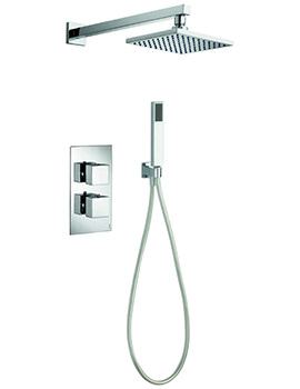 Pura Bloque2 Chorme Twin Outlet Thermostatic Valve With Head And Handset Kit - Image