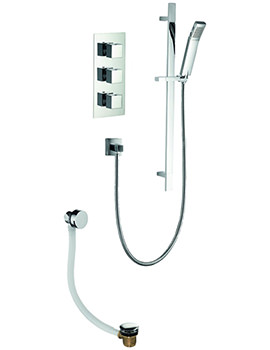 Pura Bloque2 Chorme Triple Thermostatic Valve With Slide Rail Kit And Bath Filler - Image