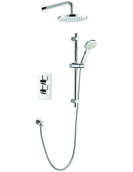 Pura Arco Chrome Twin Outlet Thermostatic Valve With Head And Slide Rail Kit - Image