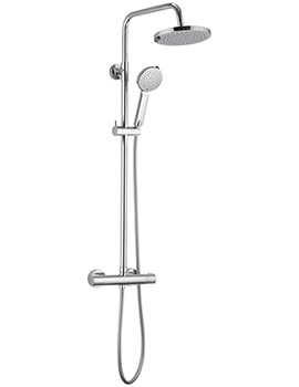 IMEX Arco Chrome Thermostatic Bar Valve With Rigid Riser Fixed Head And Handset - Image