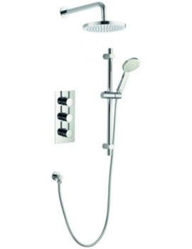 Pura Arco Chorme Triple Thermostatic Valve With Head And Slide Rail Kit