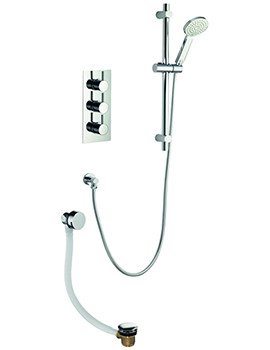 Arco Chrome Triple Thermostatic Valve With Slide Rail Kit And Bath Filler