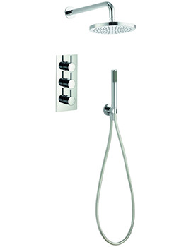 Pura Arco Chrome Triple Thermostatic Valve With Head And Handset Kit - Image