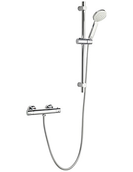 IMEX Arco Chrome Single Outlet Exposed Thermostatic Bar Valve With Slide Rail Kit - Image