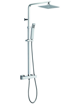 IMEX Bloque2 Chrome Thermostatic Bar Valve With Rigid Riser Fixed Head And Handset - Image