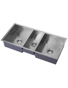 1810 Company Zentrio 340-180-340U 2.5 Bowl Satin Kitchen Sink - Image