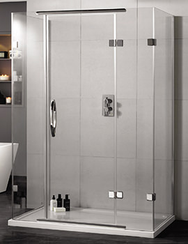 Aquadart Inline 3 1950mm High Hinged Shower Door With Polished Silver Profile And Side Panels - Image
