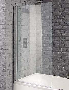 Aquadart Venturi 8 Square Edge Bath Screen 800 x 1400mm With Polished Silver Profile - Image