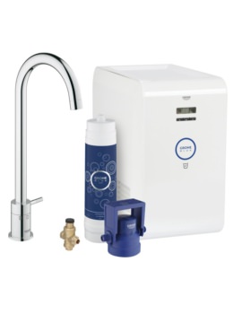 Grohe Blue Mono Single Lever Chrome Kitchen Sink Mixer Tap With Starter Kit - Image