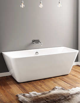 April Eppleby White 1700 x 750mm Back-To-Wall Contemporary Freestanding Bath - Image