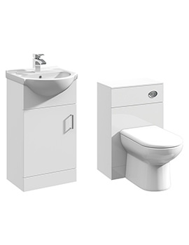 Nuie Mayford 1 Door White Bathroom Vanity Unit And Back To Wall WC Unit - Image