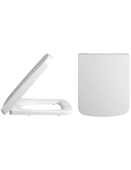 Nuie Standard Square Top Fix Soft Close Toilet Seat And Cover White - Image