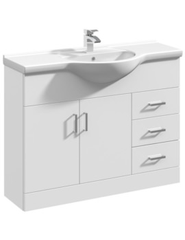 Nuie Mayford 1050mm Floor Standing 2 Door And 3 Drawer Cabinet With Basin - Image
