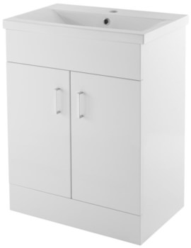 Nuie Eden 800mm High Floor Standing 2 Door Cabinet With Basin - Image