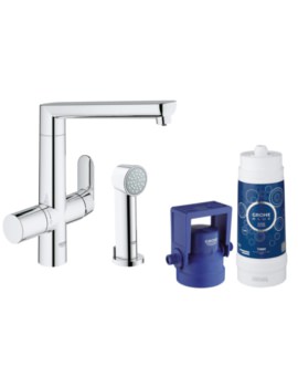 Blue Pure Chrome Kitchen Sink Mixer Tap With Starter Kit